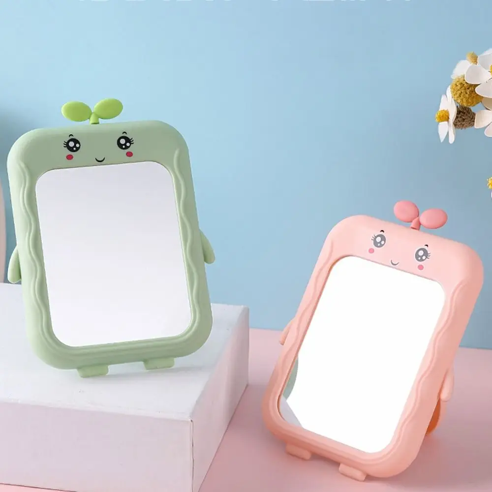 Cute Creative Desktop Makeup Mirror Folding Cartoon Princess Mirror Portable Multifunction Dressing Mirror Room Decor