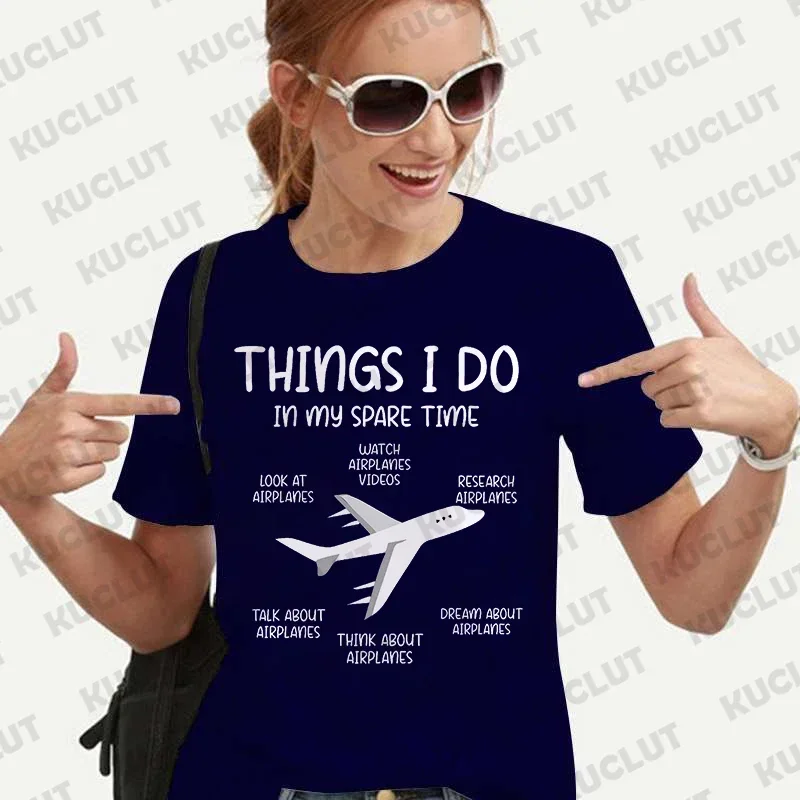 Funny Aviation Shirt for Women Things I Do in My Spare Time T-shirts Funny Pilot Tee Shirts Shirt Harajuku Graphic Top Clothes