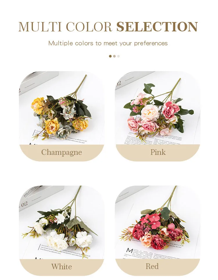 Künstliche Blumen aus Seide, Pfingstrosen, Rosen, Hochzeits-Brautstrauß, Festival-Dekoration, Heimdekoration, Gartenkranz, Bogen, Wanddekoration, DIY-Geschenkdekorationen – Detail 6