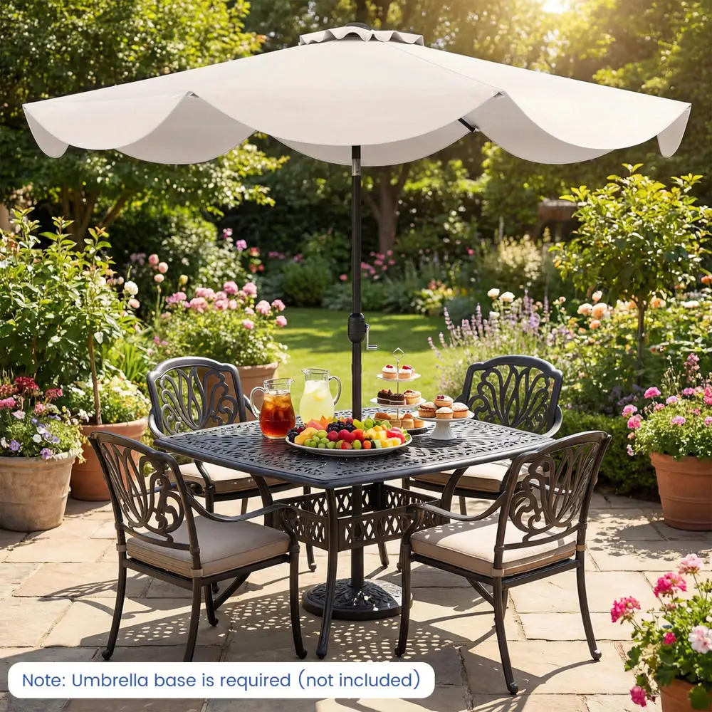 9 FT Patio Umbrella With Crank Handle And Push Button Tilt-Beige