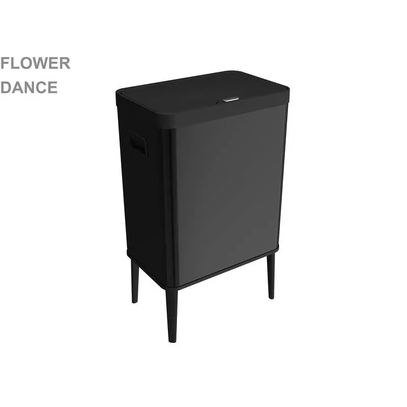 for Press-type trash can with lid, rectangular smart stainless steel trash can for bathroom with legs