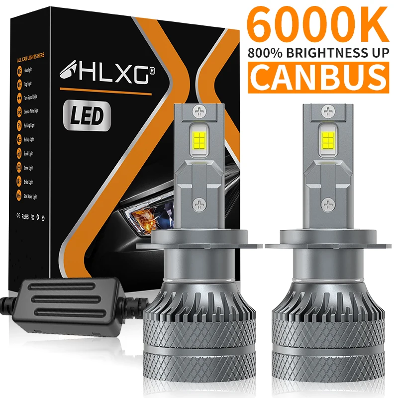 HLXG H7 H4 LED Headlights Canbus H11 H8 9005 9006 9012 HB3 HB4 H9 Turbo Car Headlamp 12 PCS 5570 SCP Fog Light 6000K Powerful