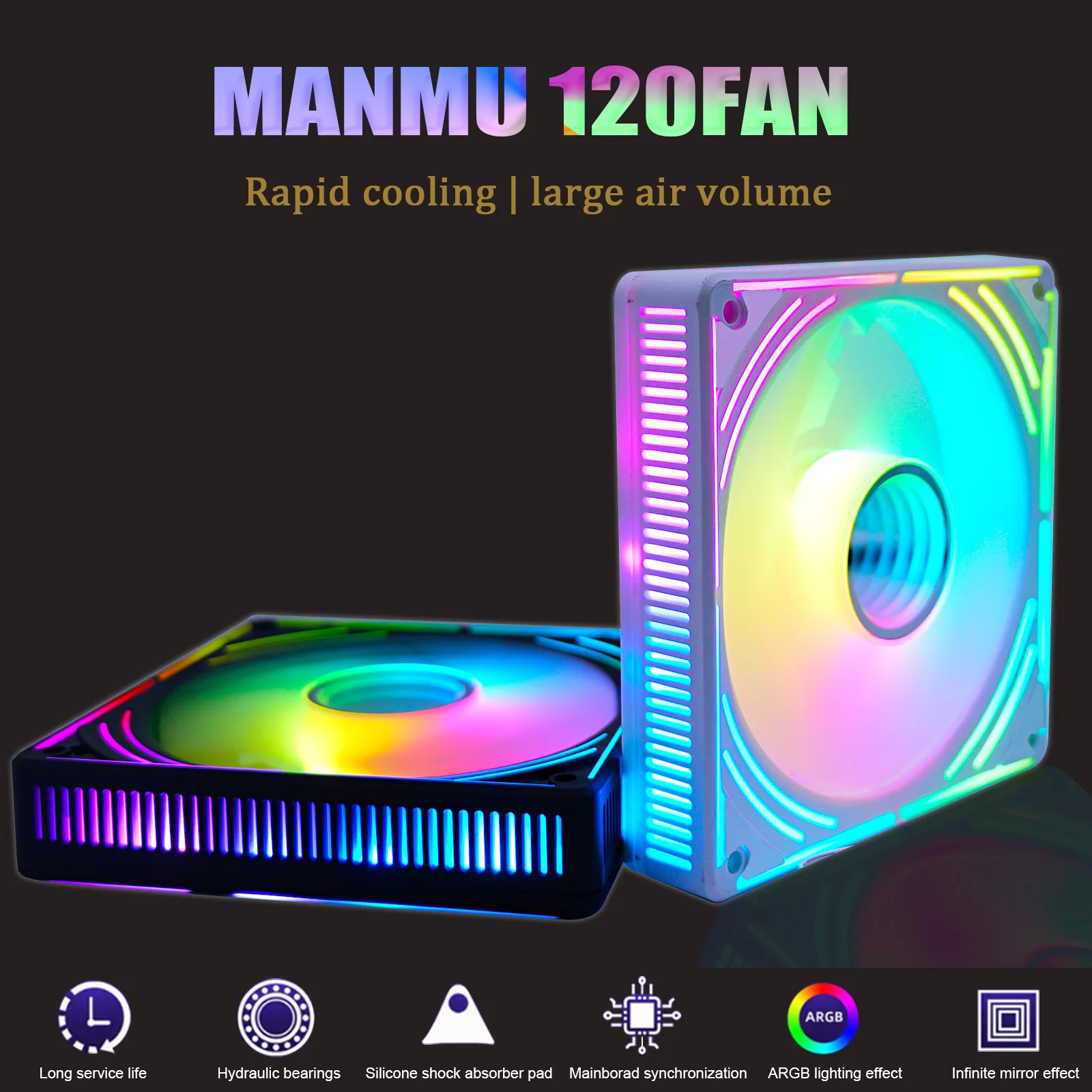

MANMU 120mm Cooling Cpu Fan Rgb pc Case Computer Case Rgb Cooling Fan For pc Mirror Case Fans