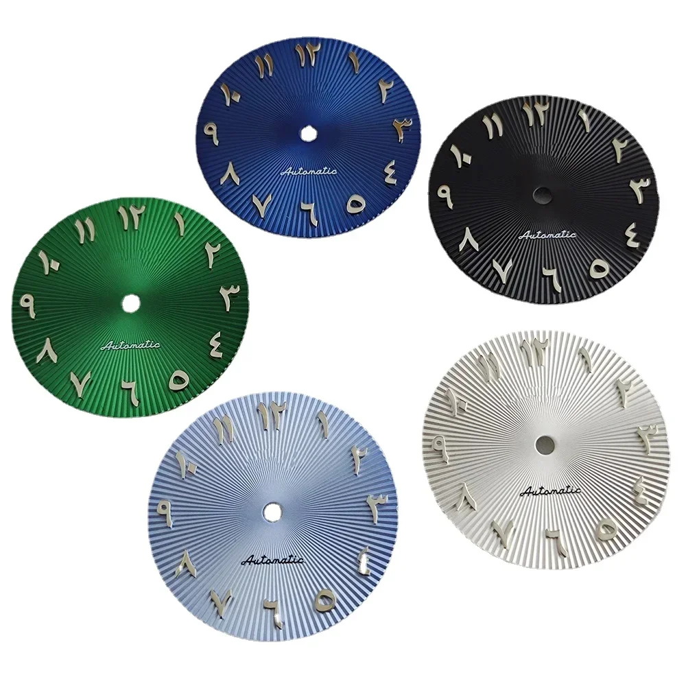 NH35 Dial NH36 Dial 28.5mm Arabic Dial No Luminous Corrugated Face Stainless Steel Convex Watch Parts Accessories for Datejust