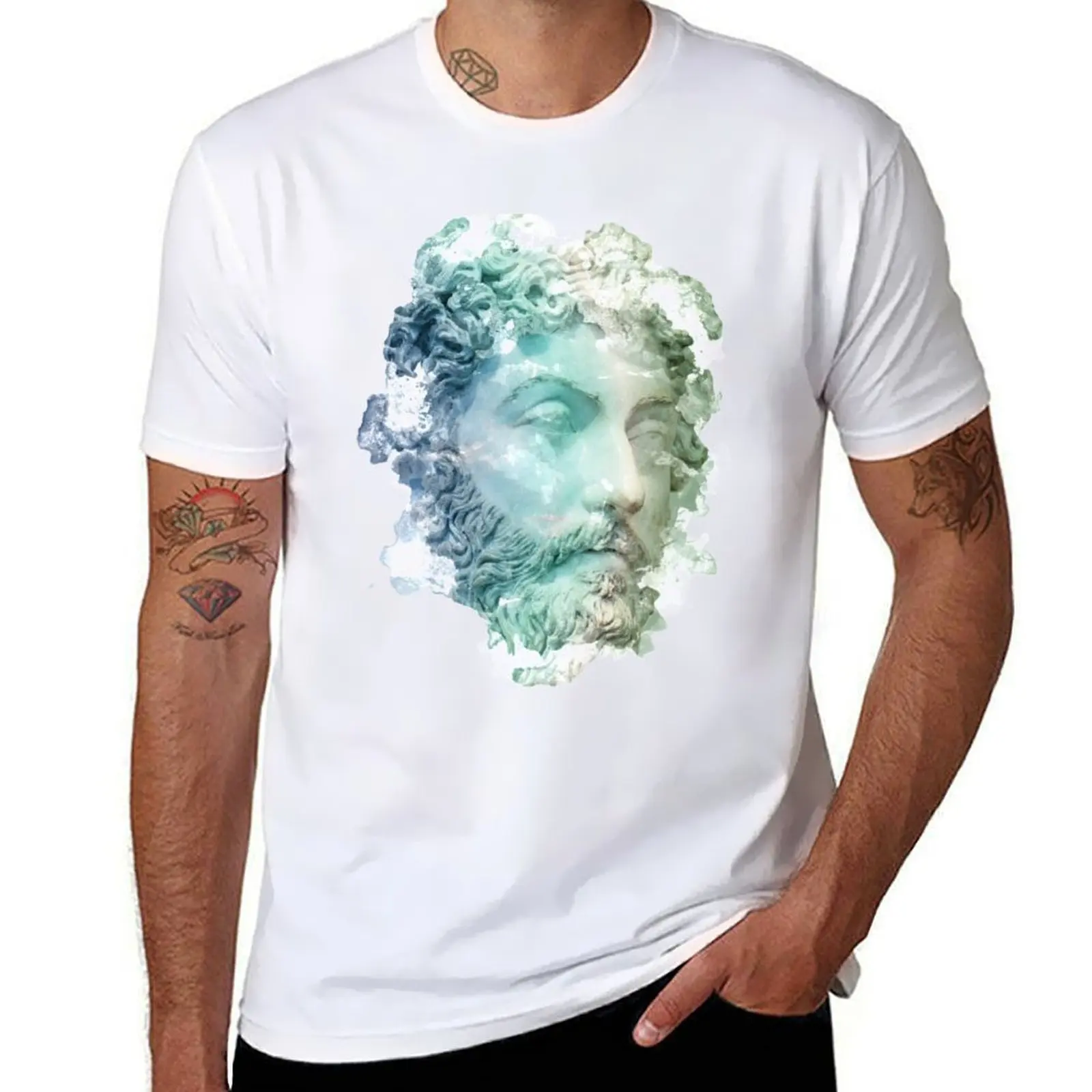 

Marcus Aurelius Stylized Watercolor T-Shirt man t shirt luxury t shirts for man cotton funny T-Shirt