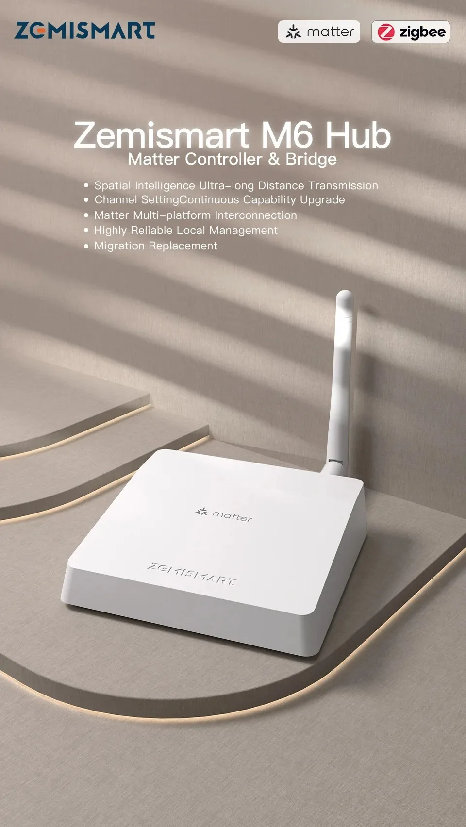 Zemismart Matter Zigbee Thread Hub Smart Home Bridge Matter Gateway Kompatibel mit Tuya App Unterstützt Google Home Smartthings HA – Detail 22