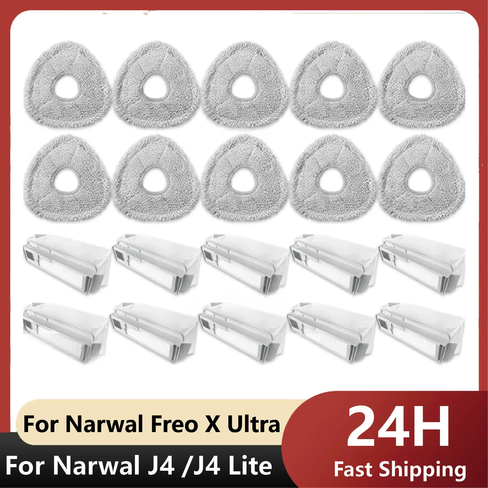 Fit For Narwal Freo X Ultra / J4 Accessories Parts Roller Side Brush Mop Cloth Dust Bag Filter Ag+ Sterilization Module Silver