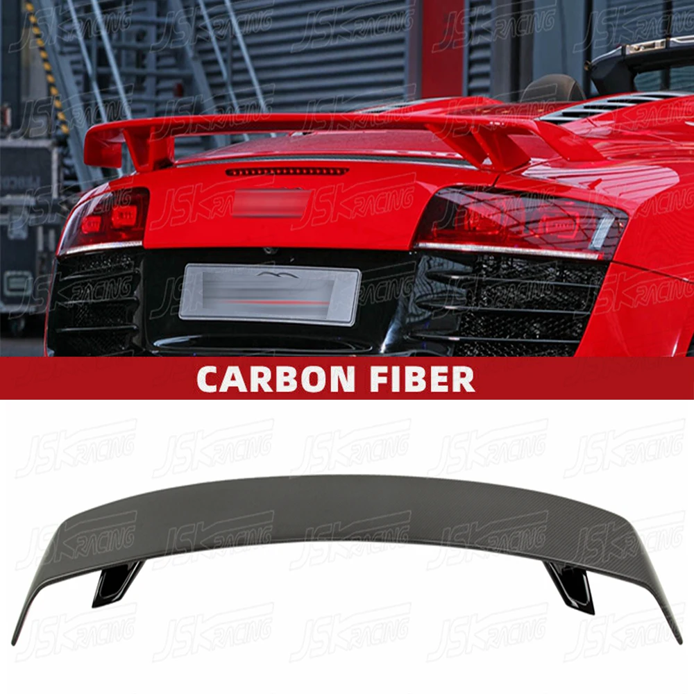 

R Style Carbon Fiber Car Rear Wing Trunk Lip Spoiler For Audi R8 V8 V10 2008-2015(JSKADR808041)