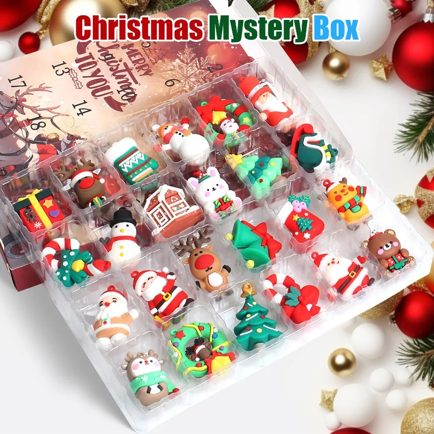Christmas Advent Calendar Blind Box 3D Santa Christmas Elements Pendant 24-days Countdown To Christmas Surprise Blind Box Gifts - Image 3
