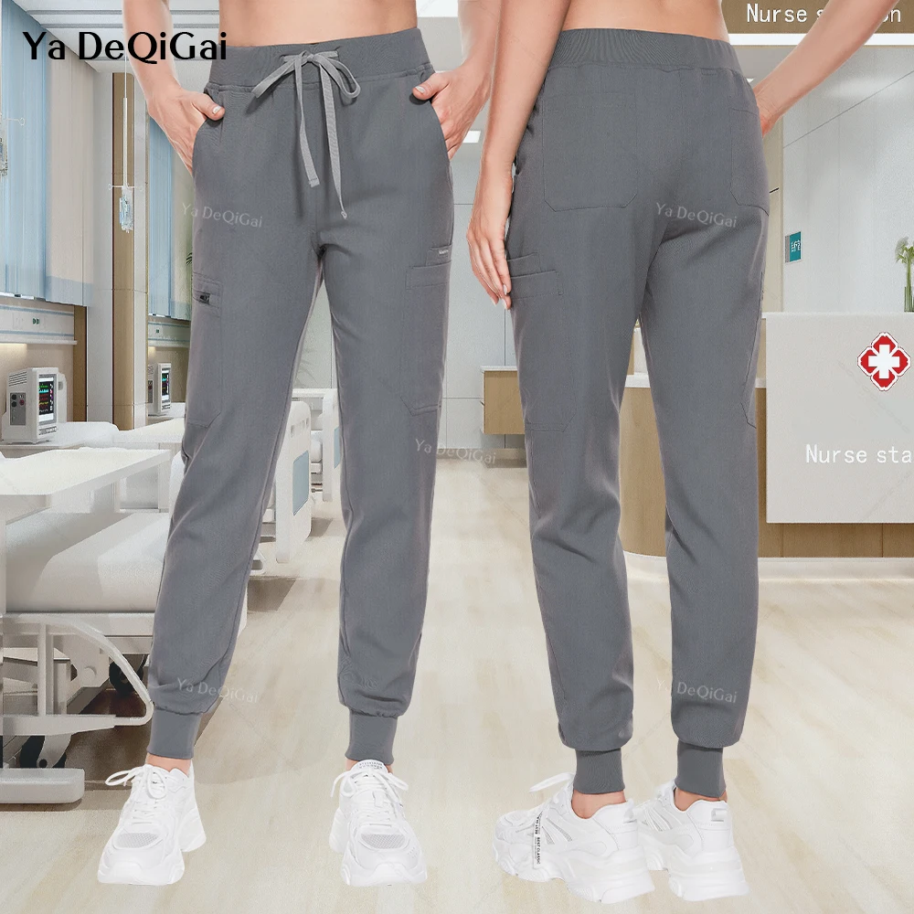 Medical Scrubs Surgical Work Unisex Doctor Nurses Uniforms Bottoms Elastic Joggier Trousers Dentist Pet Shop Beauty Pants