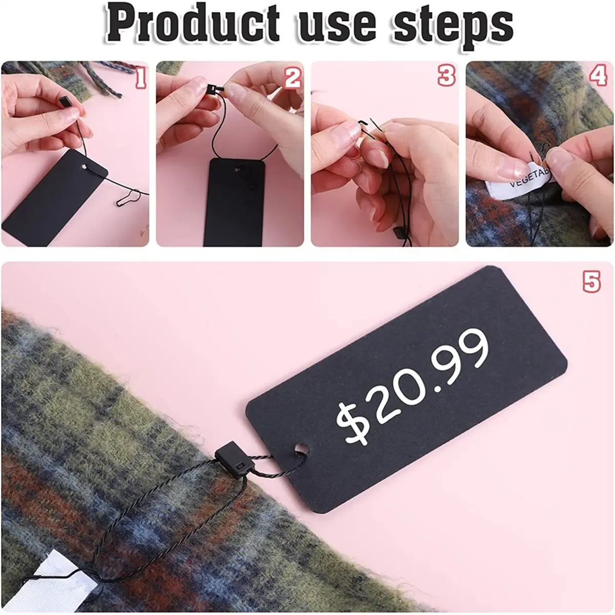 STOCK-800 Set Black Price Tags Clothing Tags with Safety Pins Black Paper Hang for Clothes Crafts Display Stocking Stuffers