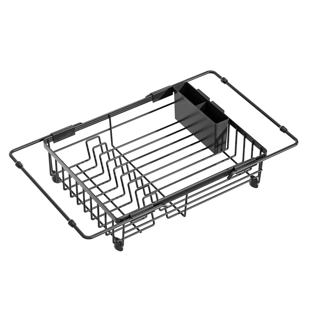 Telescopic Rack Expandable Drainer For Countertop Organization Precise Slots Stable Placement Telescopic Design
