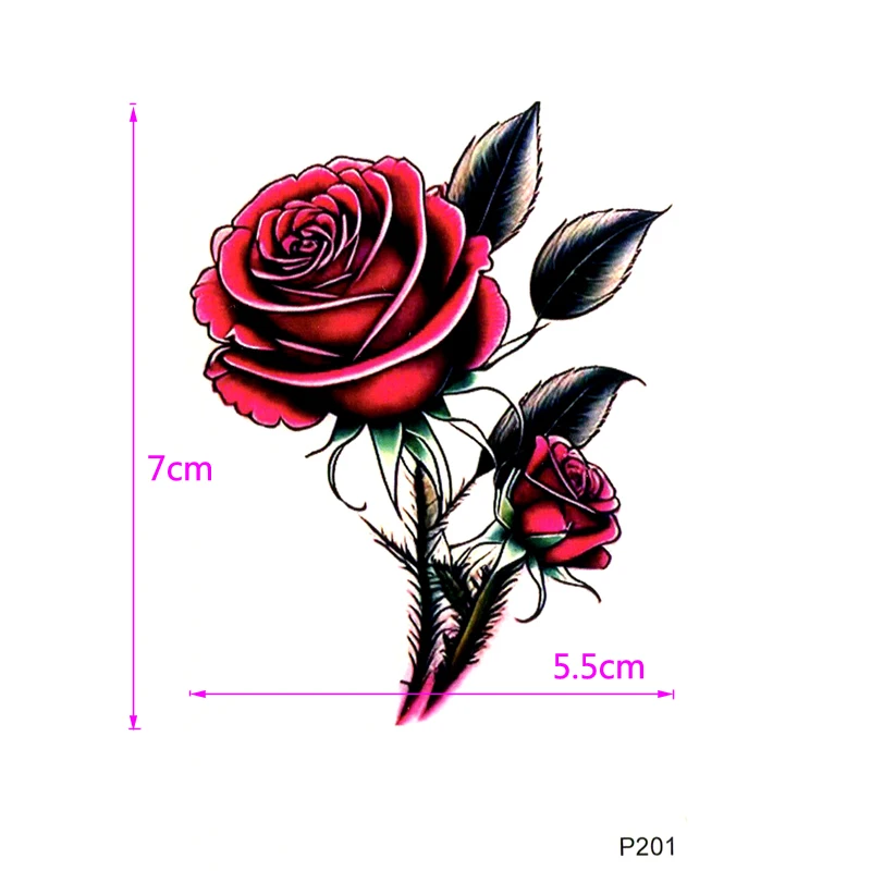 Red Rose Waterproof Temporary Tattoos Men Henna Tatoo Faux Tatouage Temporaire  Flash Fake Tattoo Stickers view 2