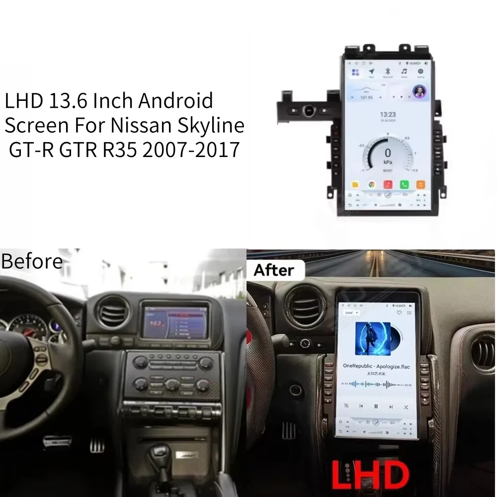 13.6” Car Radio For Nissan GT-R GTR R35 2007 - 2017 Wireless Carplay Android Auto Stereo Multimedia video Player GPS avigation