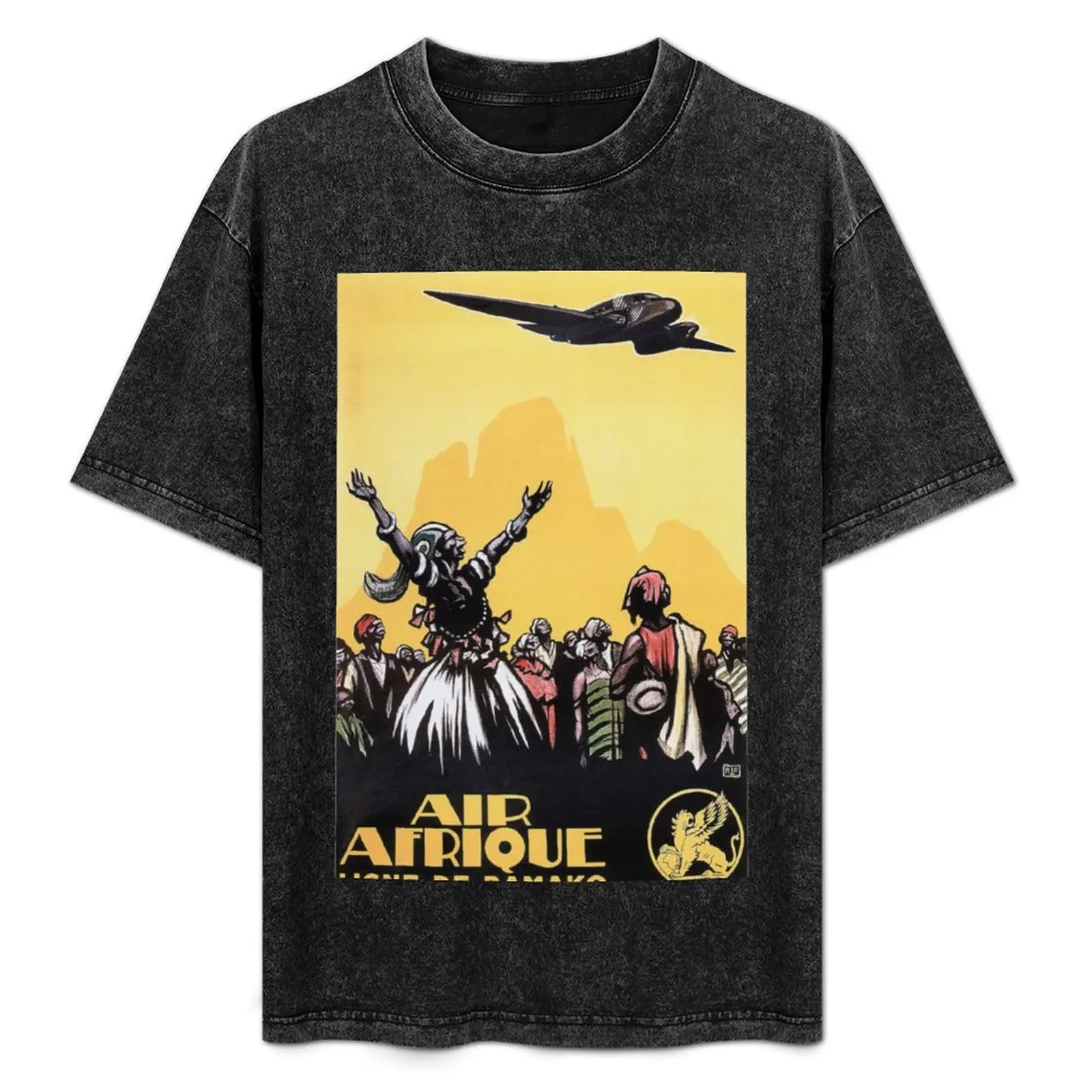 

AIR AFRIQUE Airline Line of Bamako Africa Vintage Plane Travel T-Shirt sweat summer top cotton t shirt men