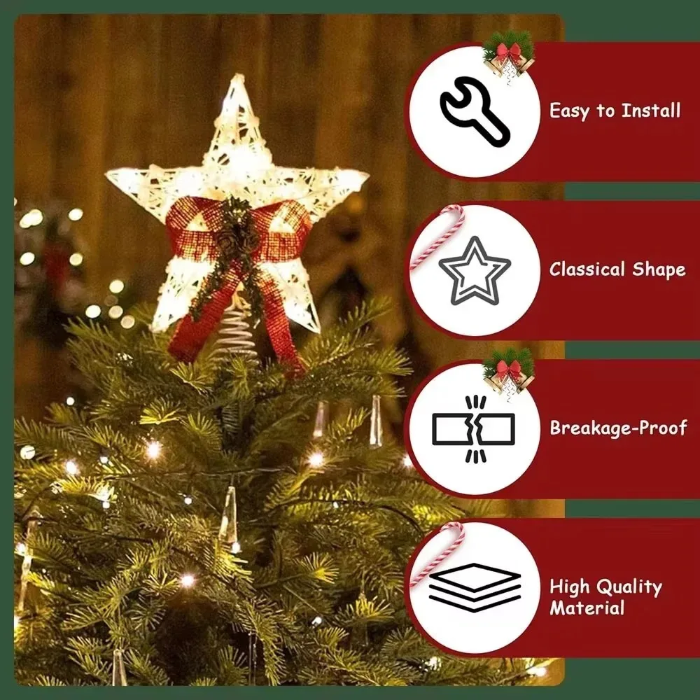 LED Christmas Tree Star Light Topper Battery Operated Treetop Decoration Hanging Xmas Decoration Ornament Topper Christmas Star