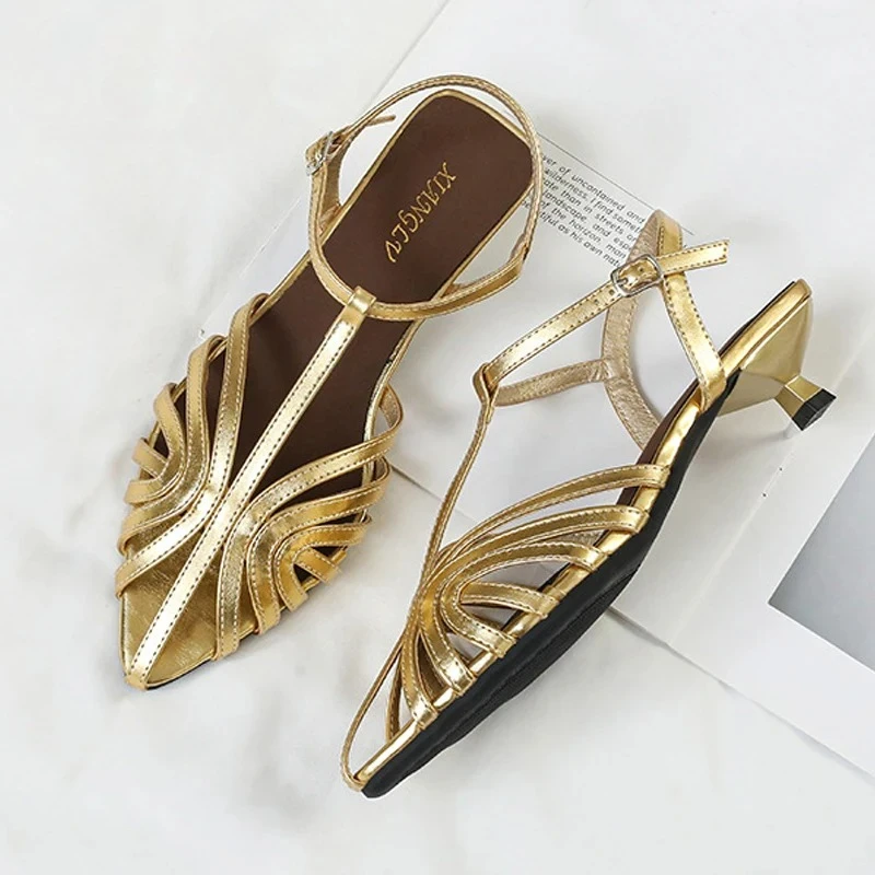 Summer sandals for Women's snake patterned cowhide pointed high heels with toe caps shoes sandals de moda sandalias de moda