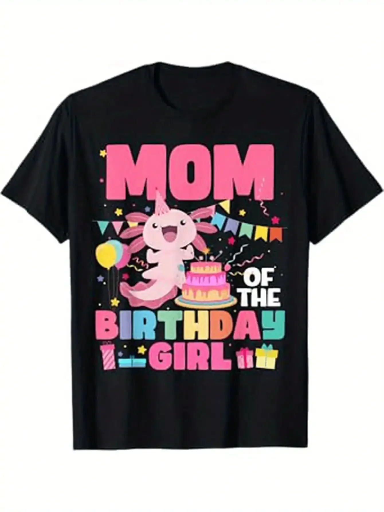 

2024 Festive Axolotl Tee Mom Dad Family Graphic Crew Neck Premium Cotton for Halloween Thanksgiving Christmas Gifts