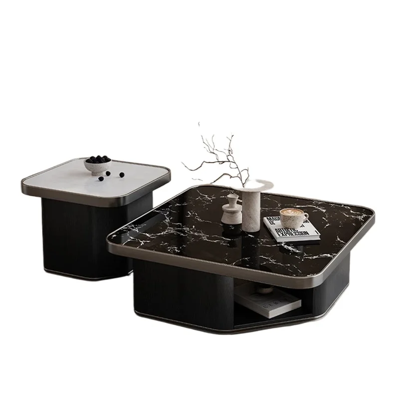 

Light luxury super crystal stone coffee table combination, small apartment square living room coffee table, high-end sense