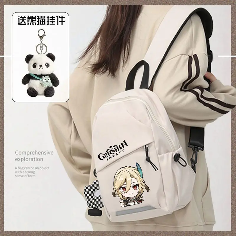 Genshin Impact Emoji Stray Dogs Harajuku Crossbody Chest Unisex Student Versatile Cycling Shoulder Waist Bag Compact Large Ani