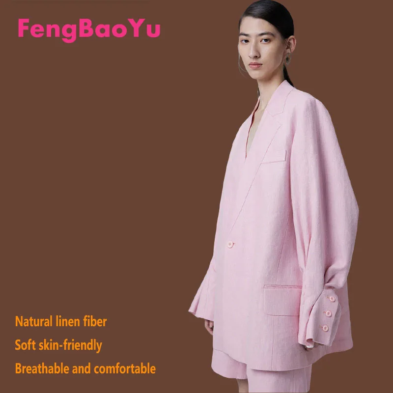 

Feng Baoyu 100% Linen Women's Suit - Luxurious Fashion Business Casual Coat - Spring/Autumn High-end Elegant Comfortable Top