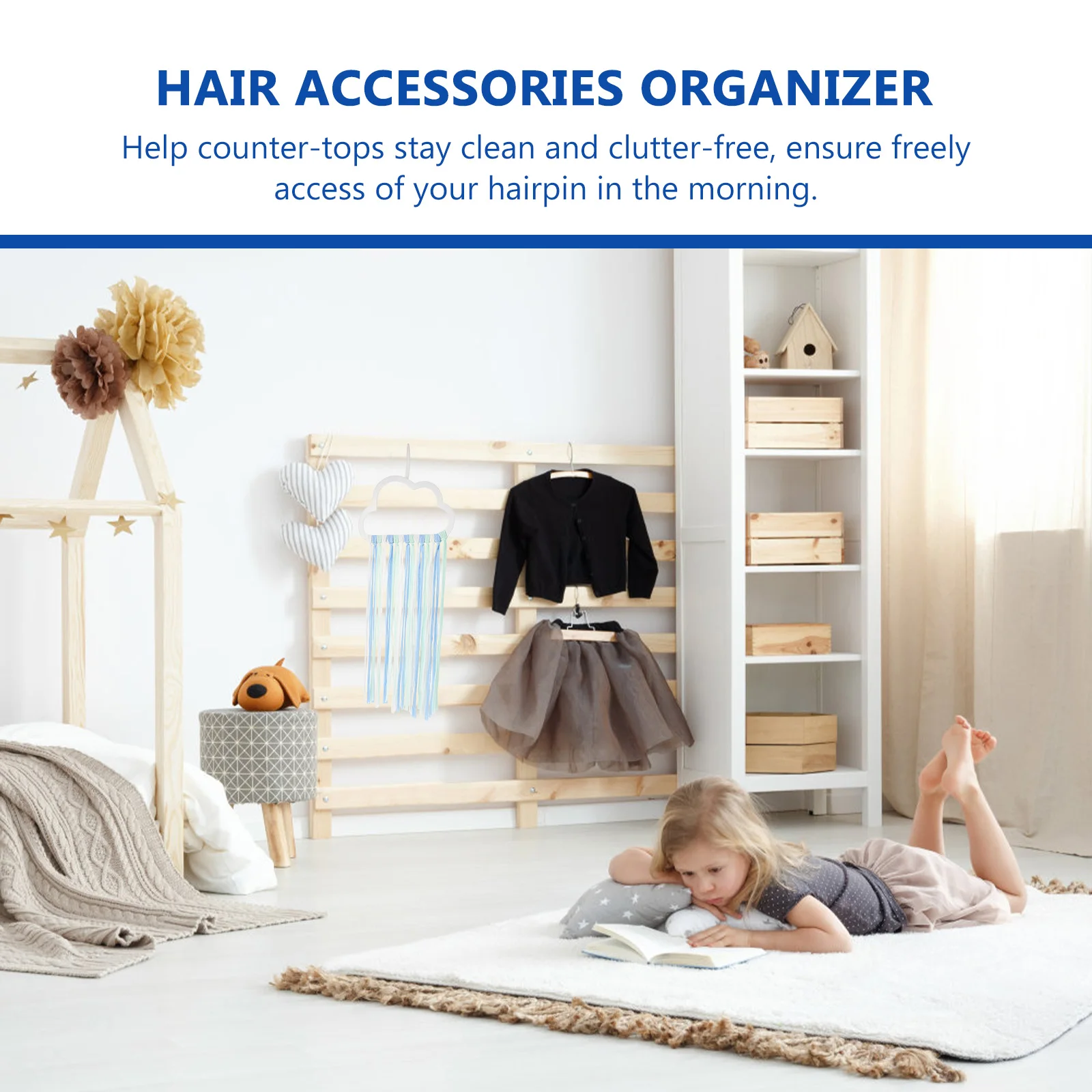 

Coat Hanger Cloud Hairpin Storage Belt Child Bow Clips Abs Headband Organiser for Girls