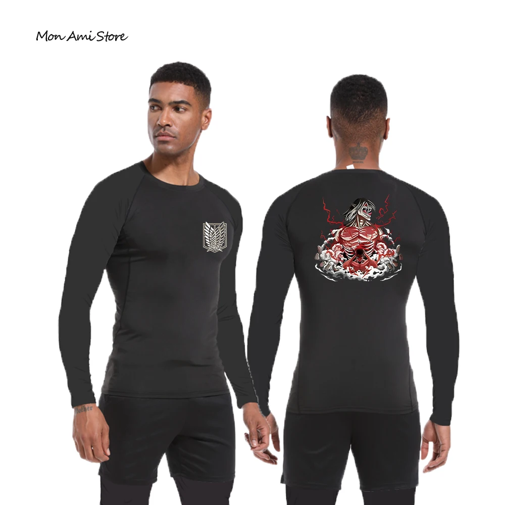 

Men's Anime Attack on Titan Compression Shirt Workout Sport Quick Dry Tight Gym T Shirts Fitness Elasticity Tops