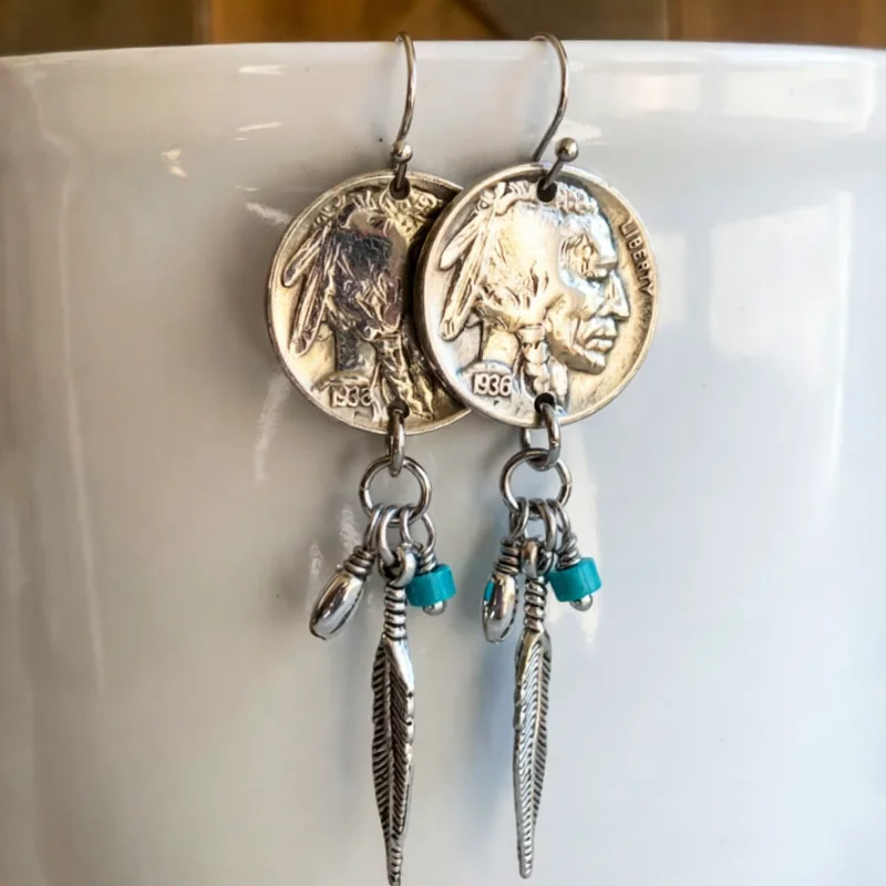 Ethnic Style Vintage Portrait Synthetic Turquoise Pendant Earrings for Women Elegant Chic Design Banquet Vacation Unique Jewelry