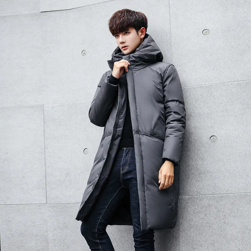 2024 neue Daunenjacke für Herren, mittellang bis lang, dicke koreanische Version, Slim-Fit-Trend, Winterkleidung, warme Jugendjacke für Herren