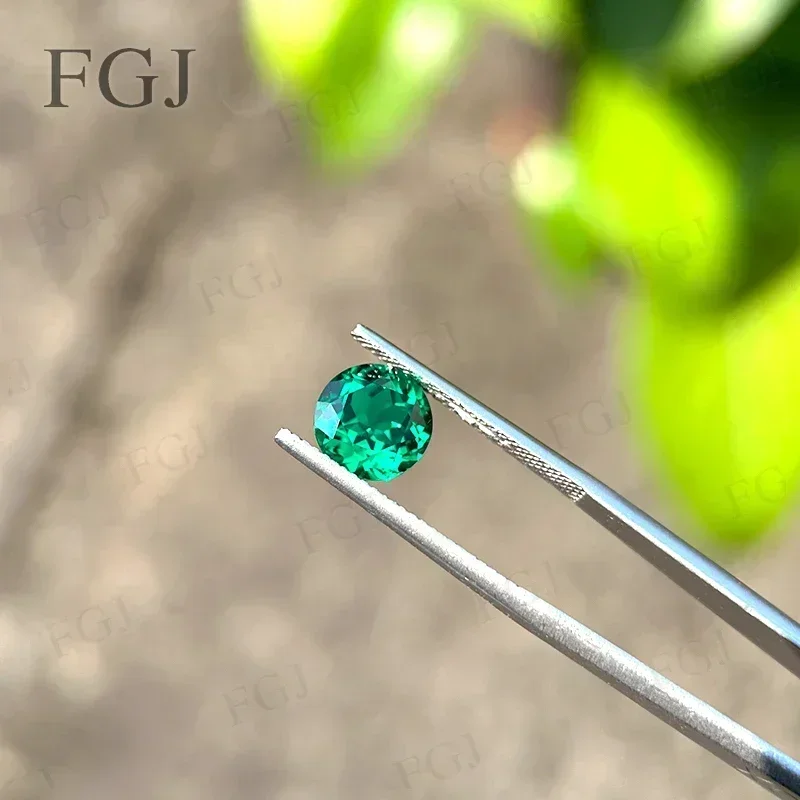 

Round Shape Lab Grown Colombia Emerald Green Color Gemstone For Diy Jewelry Pendants Making Material Selectable AGL Certificate