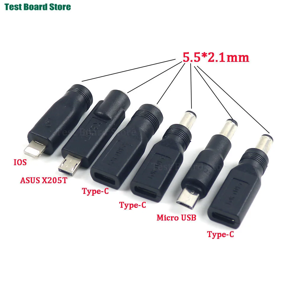 

1piece Type C / Micro USB 2.0 to DC 5.5x2.1 mm Power Jack Adapter Plug USB C to DC 5.5*2.1 mm Power Connector Adapter 5V