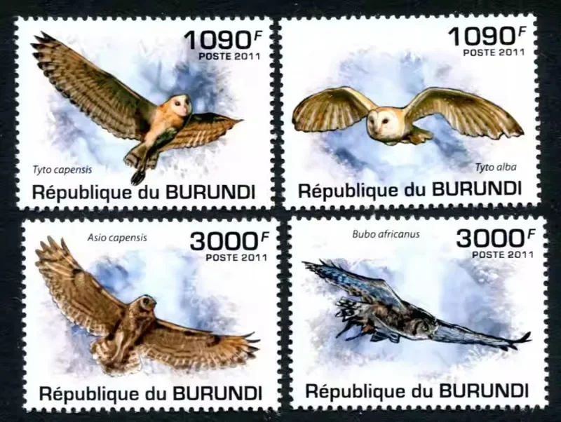 4 PCS, Burundi, 2011, Raptor, Bird Stamps, Real Original Stamps for Collection, MNH