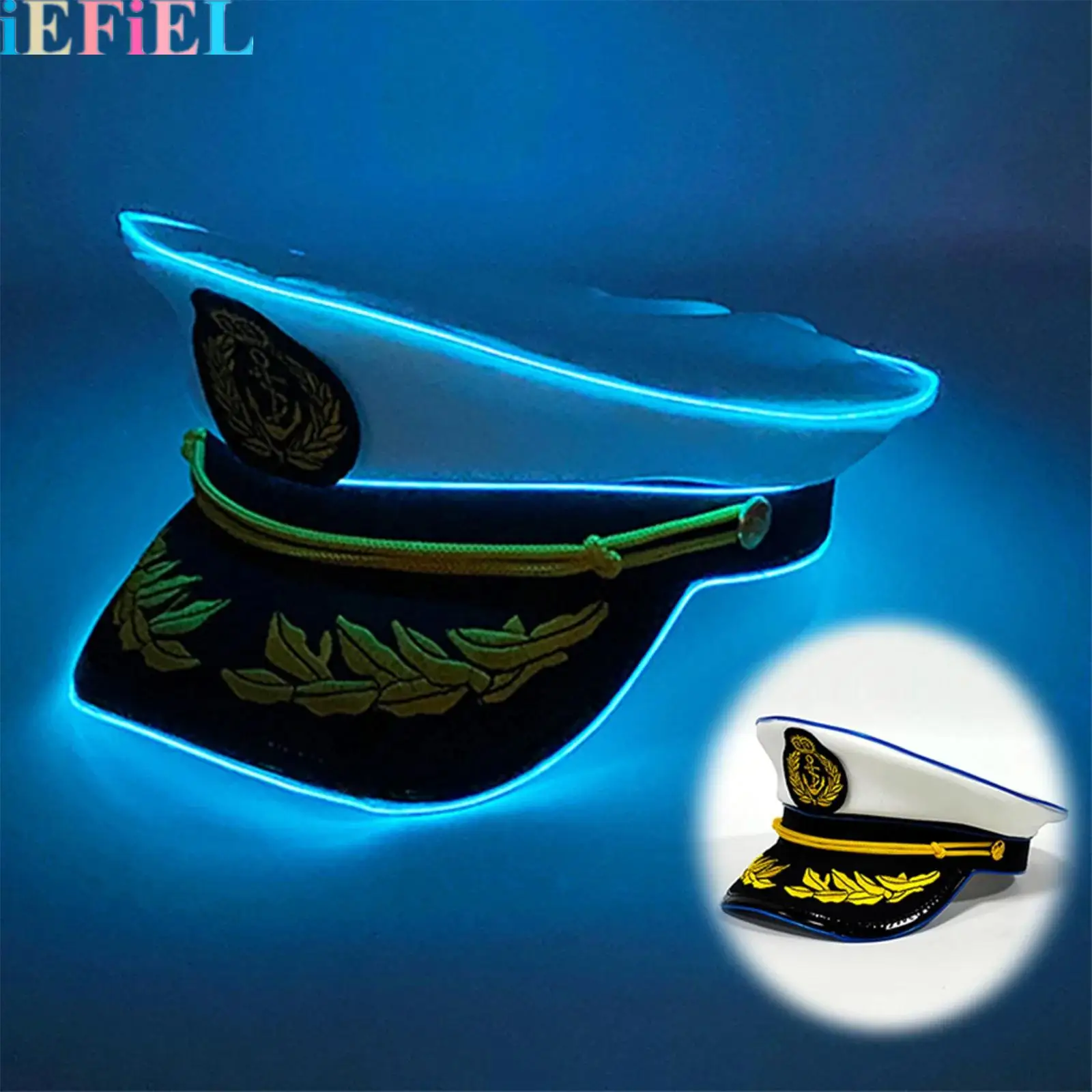 

1Pcs LED Lighted Party Hat Captain Navy Cap For Stylish Nighttime Fun And Fashionable LED Hat for Halloween Carnival