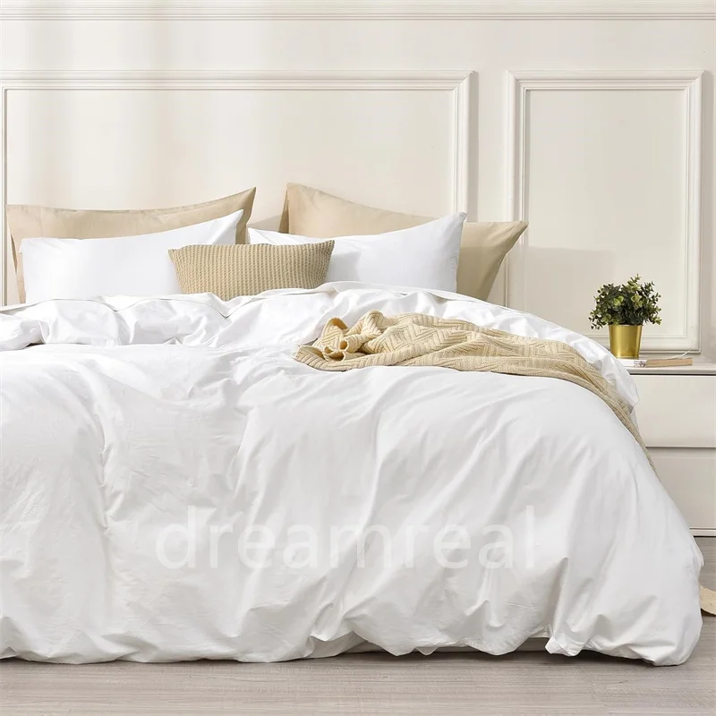 

Комплект постельного белья из 100% хлопка: простыня, пододеяльник и две наволочки, однотонный, для двуспальной кровати