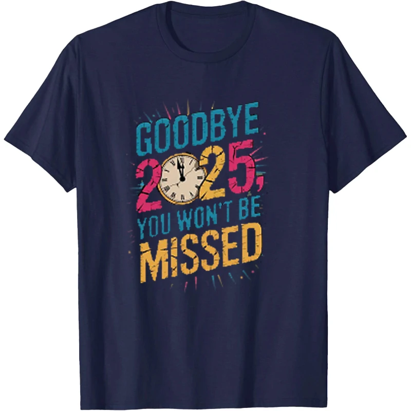 Retro Addio 2025 Tees 2025 Addio T-shirt Camicia vintage Divertenti magliette grafiche Modello divertente T-shirt Donna Tees Uomo Camicia