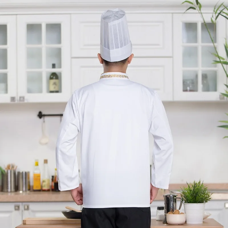 C654 Chef Jas Unisex Chef Uniform Lange Mouw Keuken Koken Jas Catering Service Hotel Cafe Bakkerij Ober Werk Shirt