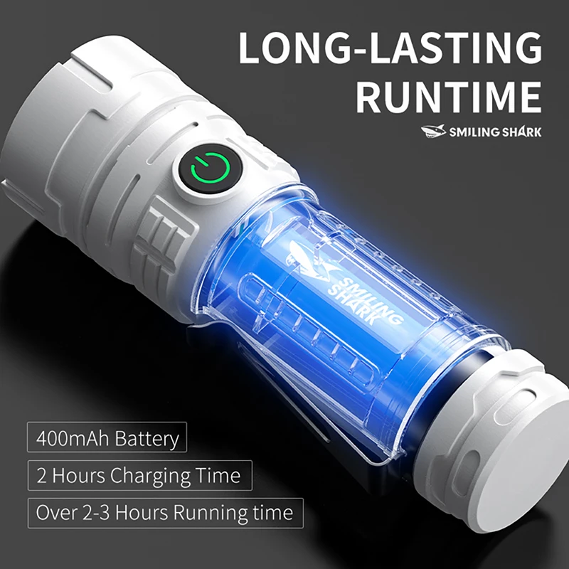 Smiling Shark SD-1014 LED Flashlight, Mini Handheld Flashlight, Long-lasting Flash Light Rechargeable for Outdoors