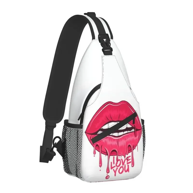 Casual Sexy Red Lipstick Lips Love Sling Bags for Travel Hiking Men Chest Crossbody Backpack Shoulder Daypack