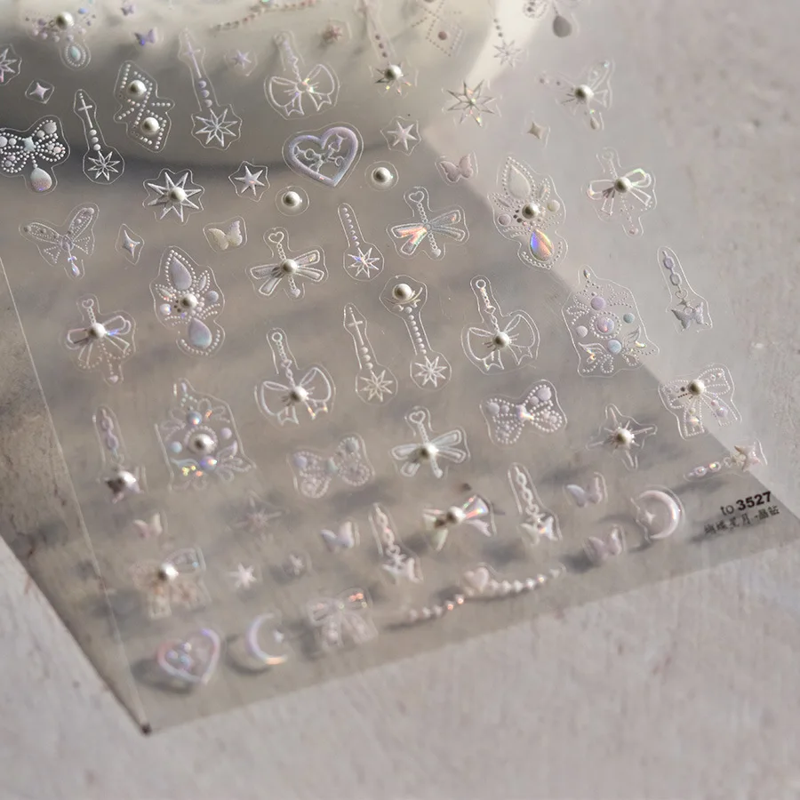 ملصقات ماسية كريستالية خماسية الأبعاد ، عقدة فيونكة ، نجمة ، قمر ، لؤلؤ ، طوطم ، قلب ، لاصق ثلاثي الأبعاد ، ملصق تزيين أظافر ياباني ، 1 والي