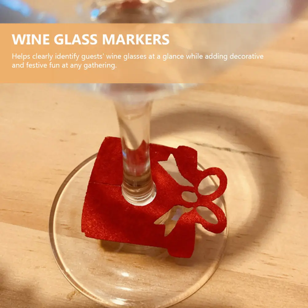 40Pcs Christmas Wine Glass Felt Rings Markers Xmas Style Drink Tags Party Supplies Wine Cup Identification Decor