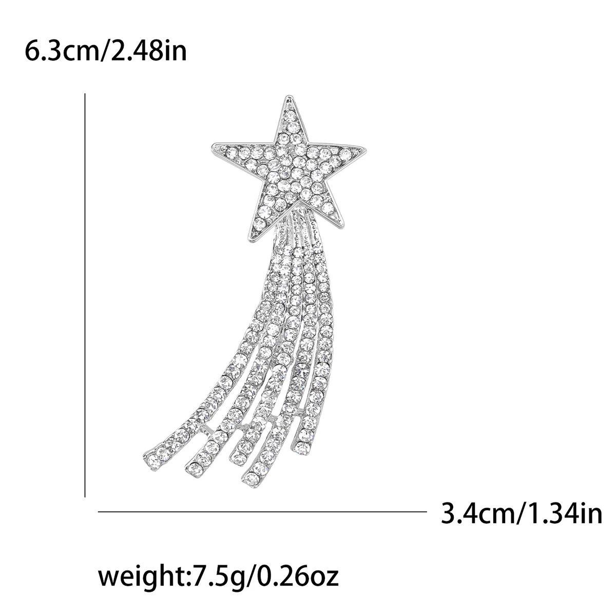 Beaut&Berry Shiny Rhinestone Pentagram Brooches for Women Unisex Star Pins Casual Party Accessories New Gifts Friends Decoration