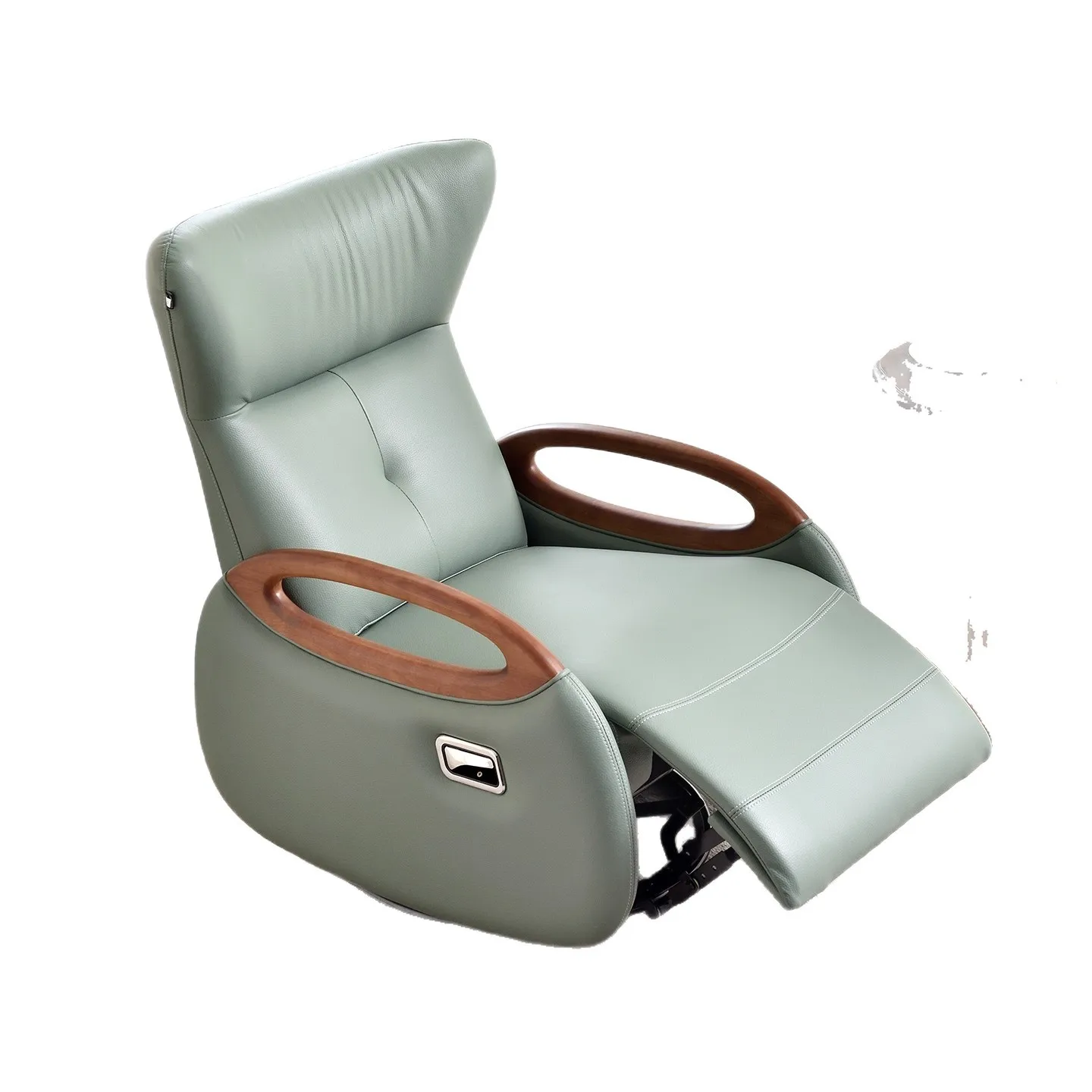 

Современный высококачественный кожаный эргономичный диван-реклайнер с функцией вращения и выдвижной подставкой для ног.