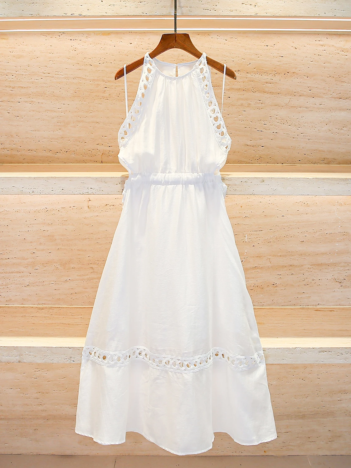 

2025 Women's Clothing Fashion hollow belt waist halter dress Spring Summer New 0707
