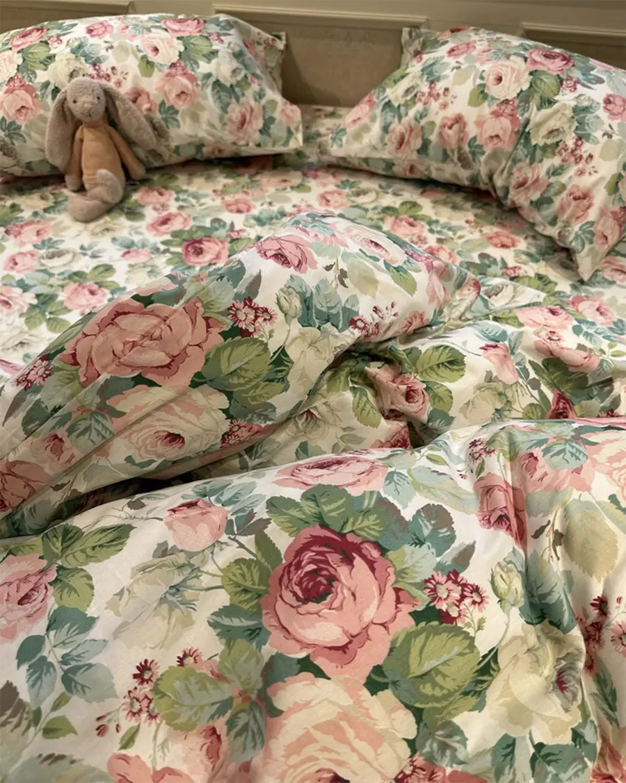 

Vintage pastoral flower bedding set,twin full queen king retro romantic cotton home textile bed sheet pillow case quilt cover