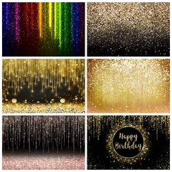 Glitter Golden Silver Birthday Party Backdrop Glitter Light Bokeh Shiny Polka Dot Shimmer Sequin Wedding Photography Background