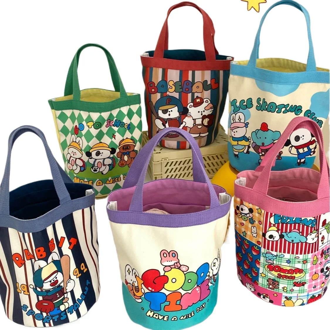 Schöne Cartoon Gedruckt Baby Windel Tasche Mama Lagerung Für Neugeborene Baby Artikel Mutterschaft Tasche Handtaschen Cartoon Bento Mittagessen Tasche