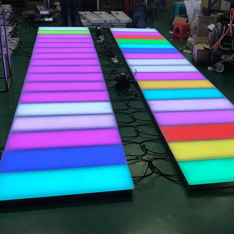 Luz de suelo RGB con sonido de inducción de Piano, lámpara de pie LED de 80x20x6cm, creativa, para escalones de escalera, música interactiva, Riq-PF80