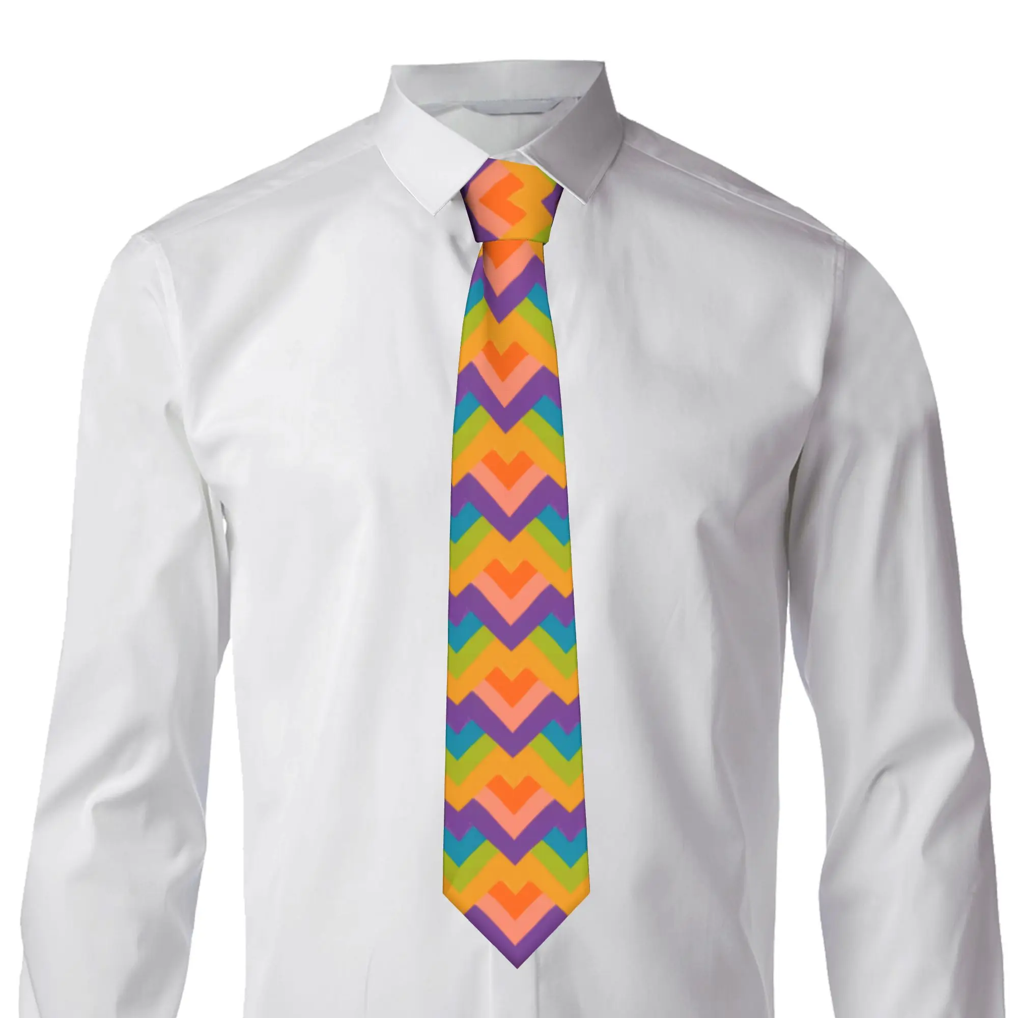 gravata-masculina-de-seda-com-estampa-geometrica-de-montanha-em-guache-para-escritorio
