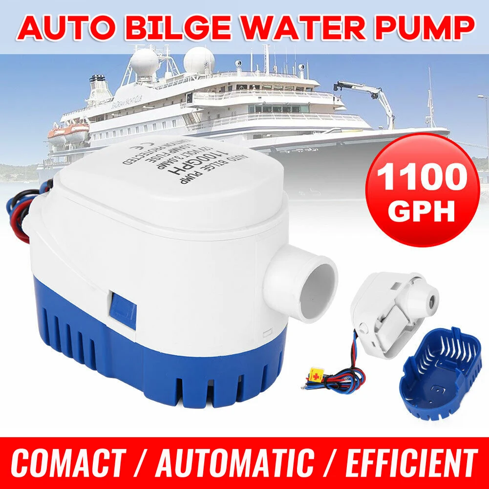 

12V Auto Bilge Pump 1100GPH Submersible for Marine Yacht Boat Engine Rapid Water Drainage Automatic Submersible Bilge Pump