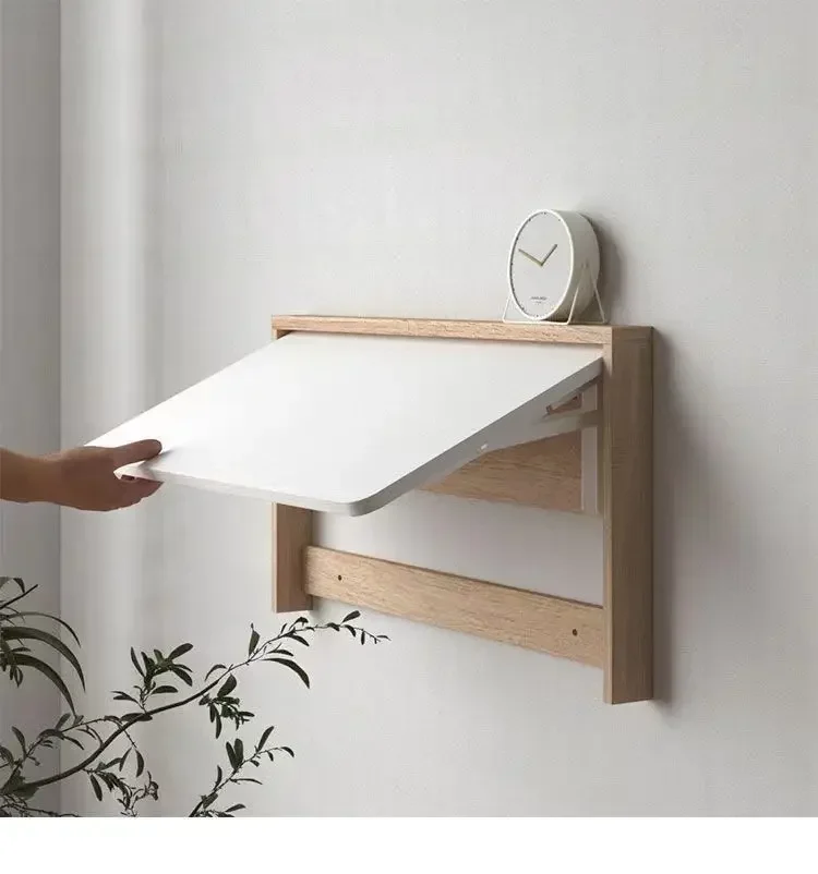 High-quality Invisible Wall Hanging Folding Table Solid Wood Computer Desk Small Wall Hanging Desk Multi-functional Dining Table